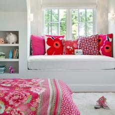 Pink and White Girl's Bedroom With High Top Shoes