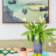 Colorful Dining Area With Tulips