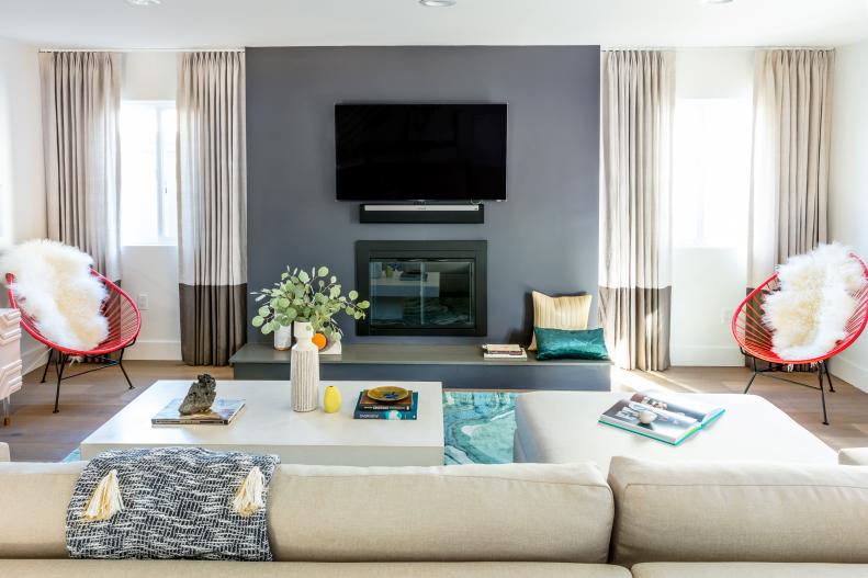 Living Room With Gray Accent Wall