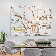Large, Colorful Artwork Adds Interest to Dining Room