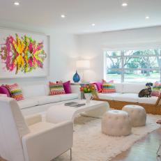 Multicolored Modern Living Room With Neon Art