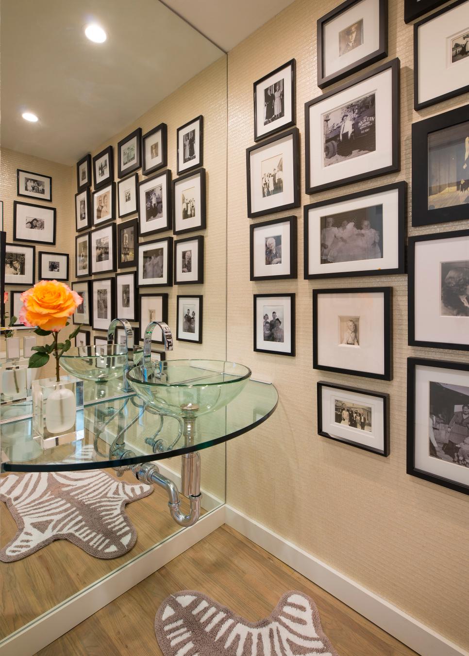 Powder Room With Photo Gallery Wall | HGTV