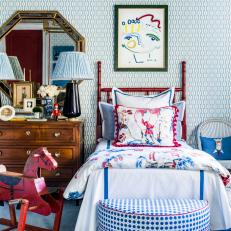 Red Kids Room Photos Hgtv Whimsical Red White And Blue Child S Bedroom With Fabric Wallpaper