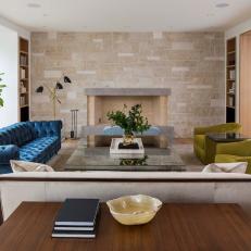 Midcentury Modern Living Room With Green Armchairs