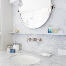 Bathroom Sink and Marble Backsplash 