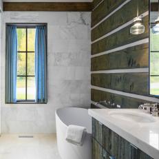 Rustic Modern Guest Bath with Freestanding Tub