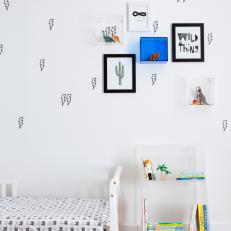 Contemporary Kid Room With Lightning Wallpaper