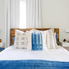 Blue and White Contemporary Small Bedroom
