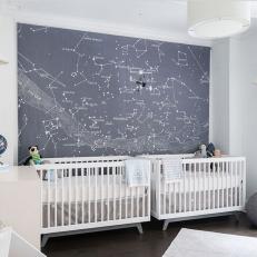 Contemporary Nursery With Star Mural