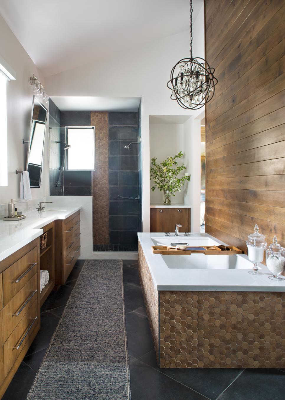 Neutral Contemporary Master Bathroom  With Paneling HGTV 