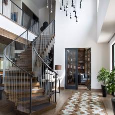 Contemporary Foyer With Brown Hide Rug