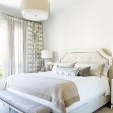 Classic White And Neutral Bedroom With Upholstered Headboard