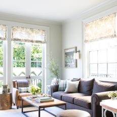 White Cottage Living Room With Upholstered Furnishings