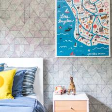 Contemporary Kid's Room With Los Angeles Print