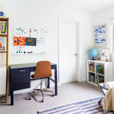 Contemporary Kid's Room With Blue Desk