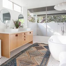 Modern Master Bath with Eclectic, Bohemian Accents