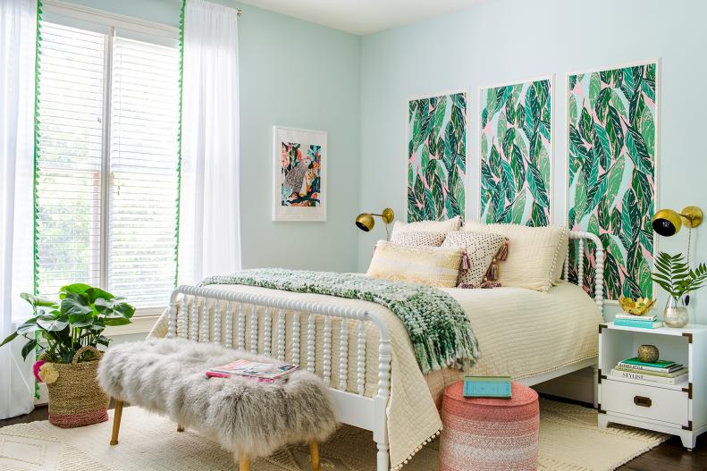 blue bohemian-style girls bedroom