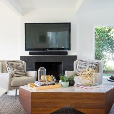Matte Black Fireplace Completes Living Room