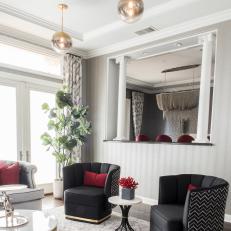 Art Deco Sitting Room With Black Chairs