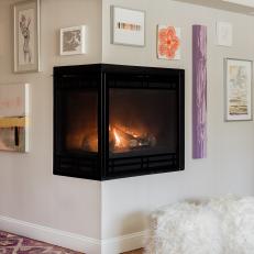 Matte Black Fireplace in Master Bedroom