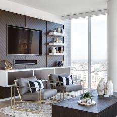 Contemporary Living Room With Skyline View