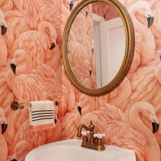 Flamingo-Pink Powder Room