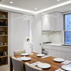White Open Plan Kitchen With Pantry