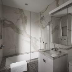 Neutral Bathroom With Marble Tub