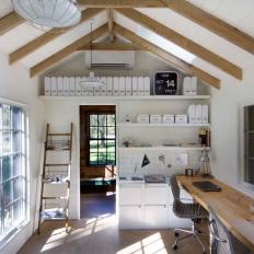 White Country Home Office With Pitchfork