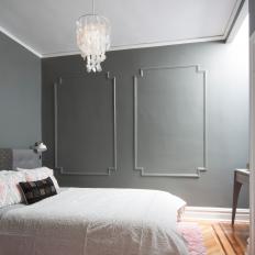 Gray Contemporary Guest Bedroom With Pink Rug