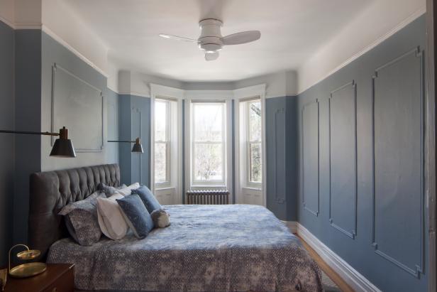 Blue Contemporary Master Bedroom With Bay Window Hgtv