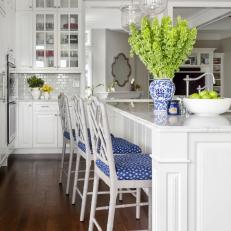 White Chef Kitchen With Blue Vase