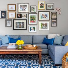 Transitional Family Room With Photo Gallery Wall