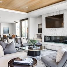 Contemporary Living Room With Tray Ceiling