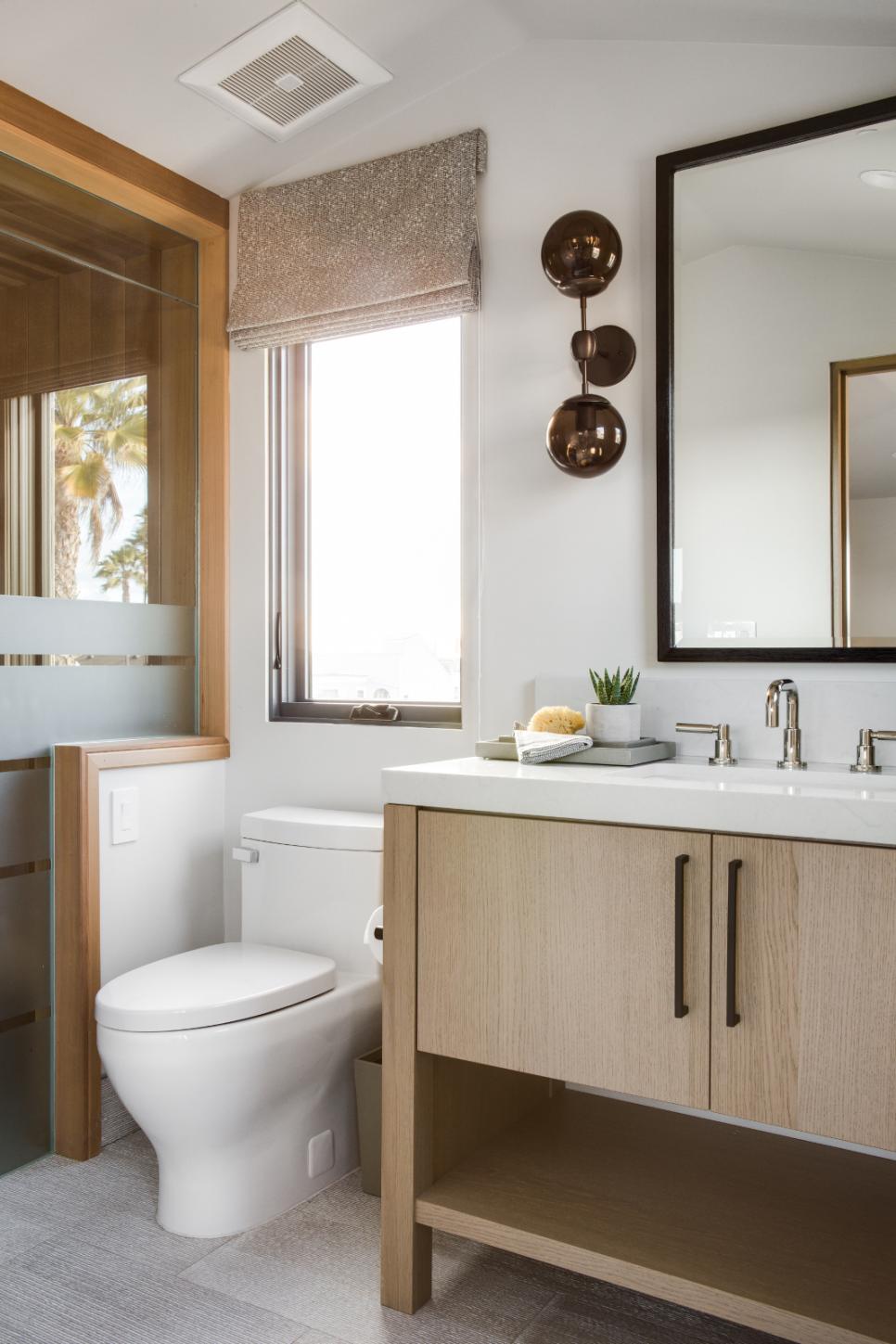 Neutral Bathroom With Brown Shade HGTV