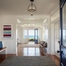 White Transitional Foyer and Hall With Ocean View