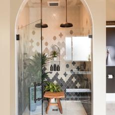 Stall Shower With Ombre Tile
