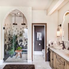 Broad Archways in Moroccan-Style Bathroom