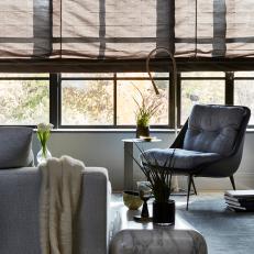 Contemporary Sitting Room With Linen Shades