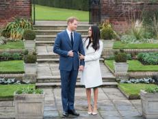 LONDON, ENGLAND - NOVEMBER 27:  Prince Harry and Meghan Markle during an official photocall to announce the engagement of Prince Harry and actress Meghan Markle at The Sunken Gardens at Kensington Palace on November 27, 2017 in London, England.  Prince Harry and Meghan Markle have been a couple officially since November 2016 and are due to marry in Spring 2018.  (Photo by Samir Hussein/Samir Hussein/WireImage)
