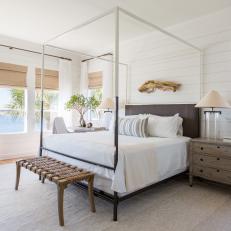 Coastal Neutral Master Bedroom With Canopy Bed