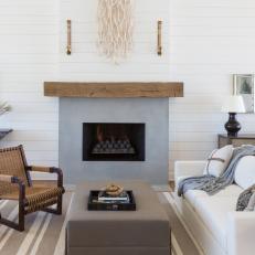 Coastal Neutral Living Room With Concrete Fireplace