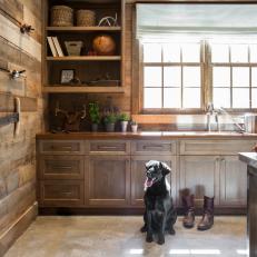 Country Kitchen With Black Dog