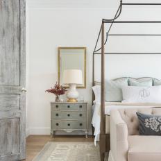 Shabby Chic Neutral Master Bedroom With Sofa
