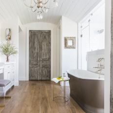 White Shabby Chic Spa Bathroom With Arched Ceiling