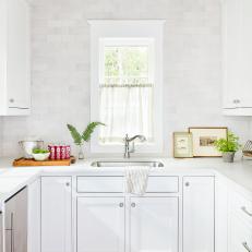 White Country Kitchen With Cafe Curtain