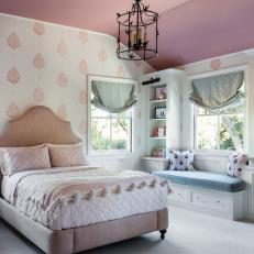 Pink Cottage Girl's Bedroom With Window Seat