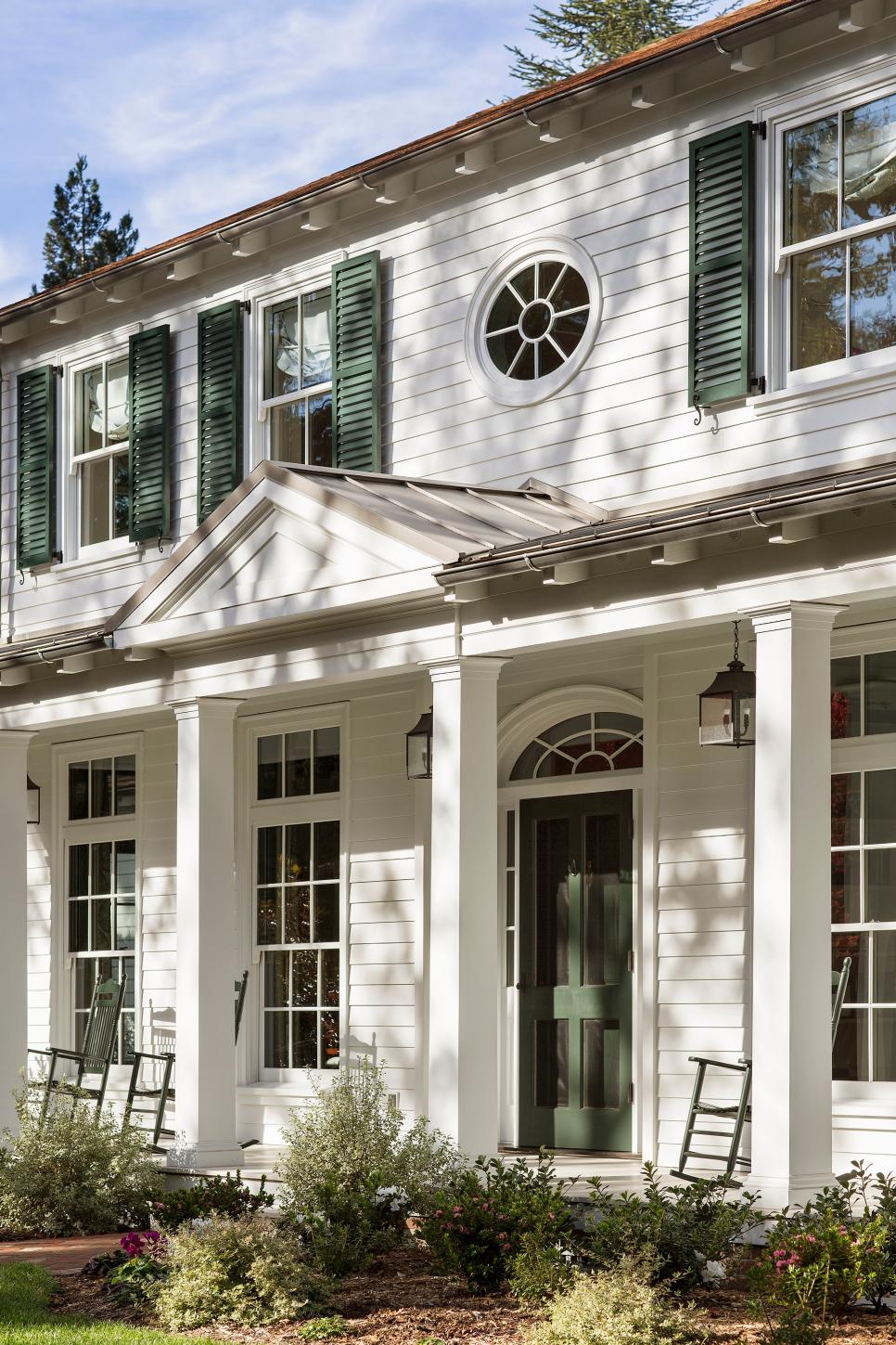 Colonial Farmhouse Exterior With Green Shutters HGTV