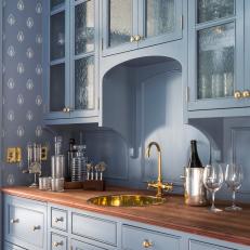 Blue Cottage Butler's Pantry With Metal Sink