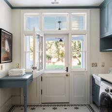 Blue Cottage Laundry Room With Dutch Door